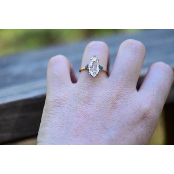 10k Solid Gold Raw Diamond Ring Engagement Ring Wedding Ring size 9 - Picture 6 of 9